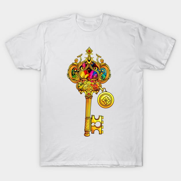 Cute Colorful Golden Key for the Couple Love Lock T-Shirt by ForestWhisper